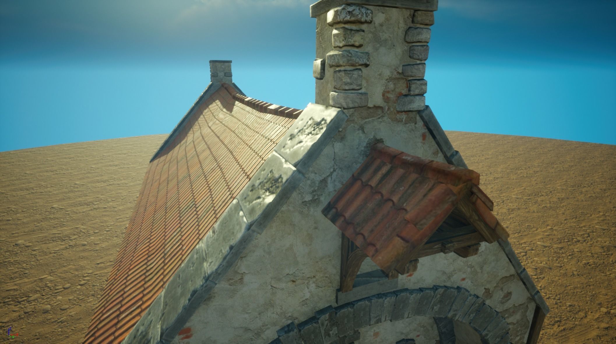 Medieval old House1-interior and exterior design Low-poly 3D model_9