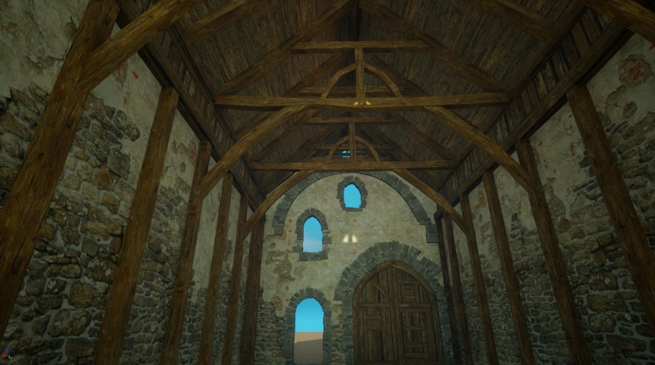 Medieval old House1-interior and exterior design Low-poly 3D model_13
