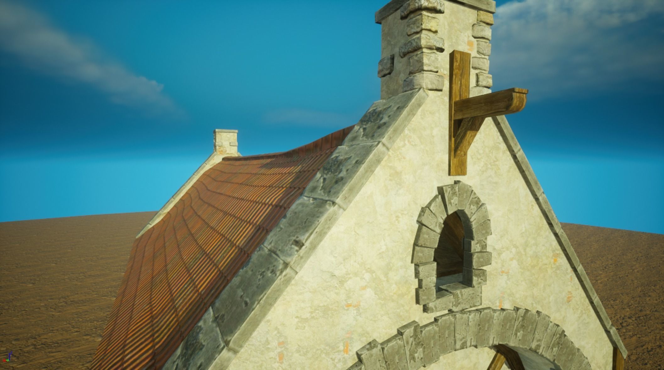 Medieval old House1-interior and exterior design Low-poly 3D model_10