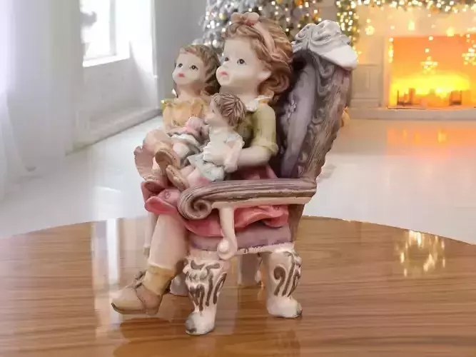 Child Chair Statue low-poly PBR Ornament figurine VR-AR 