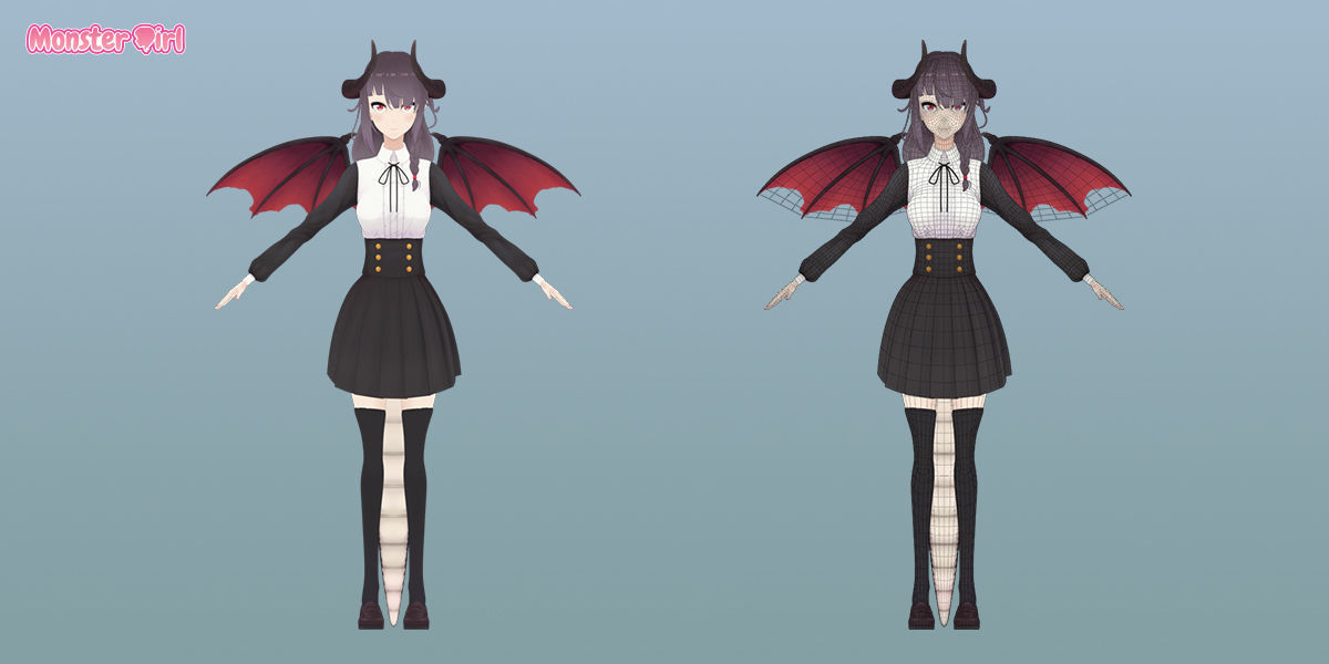 Monster Girl Dragonewt Low-poly 3D model_2