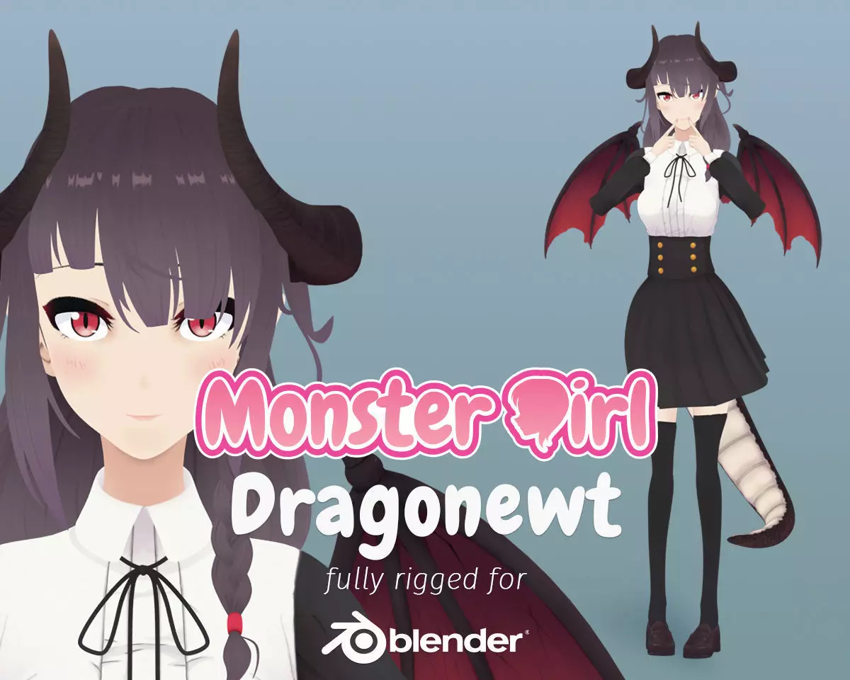 Monster Girl Dragonewt Low-poly 3D model_0