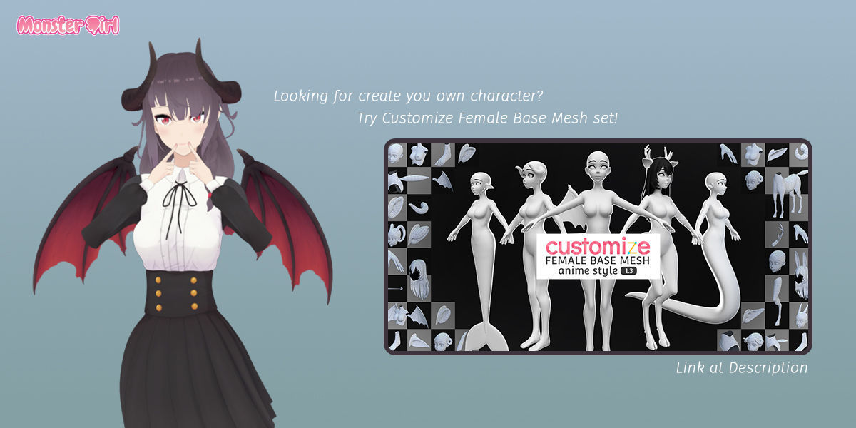 Monster Girl Dragonewt Low-poly 3D model_9