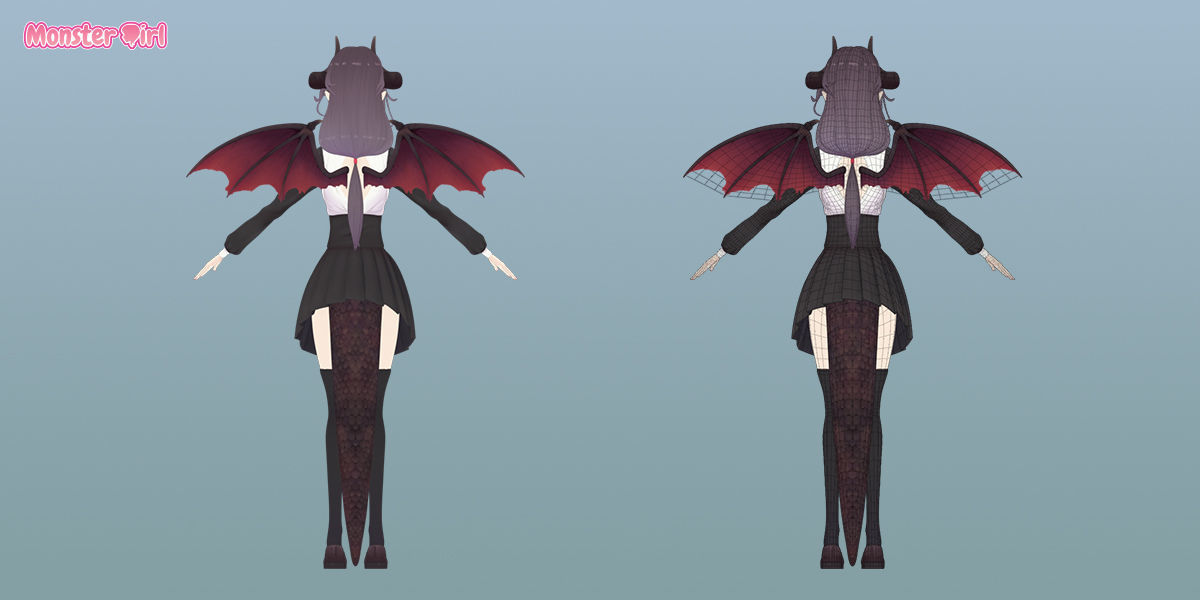 Monster Girl Dragonewt Low-poly 3D model_3