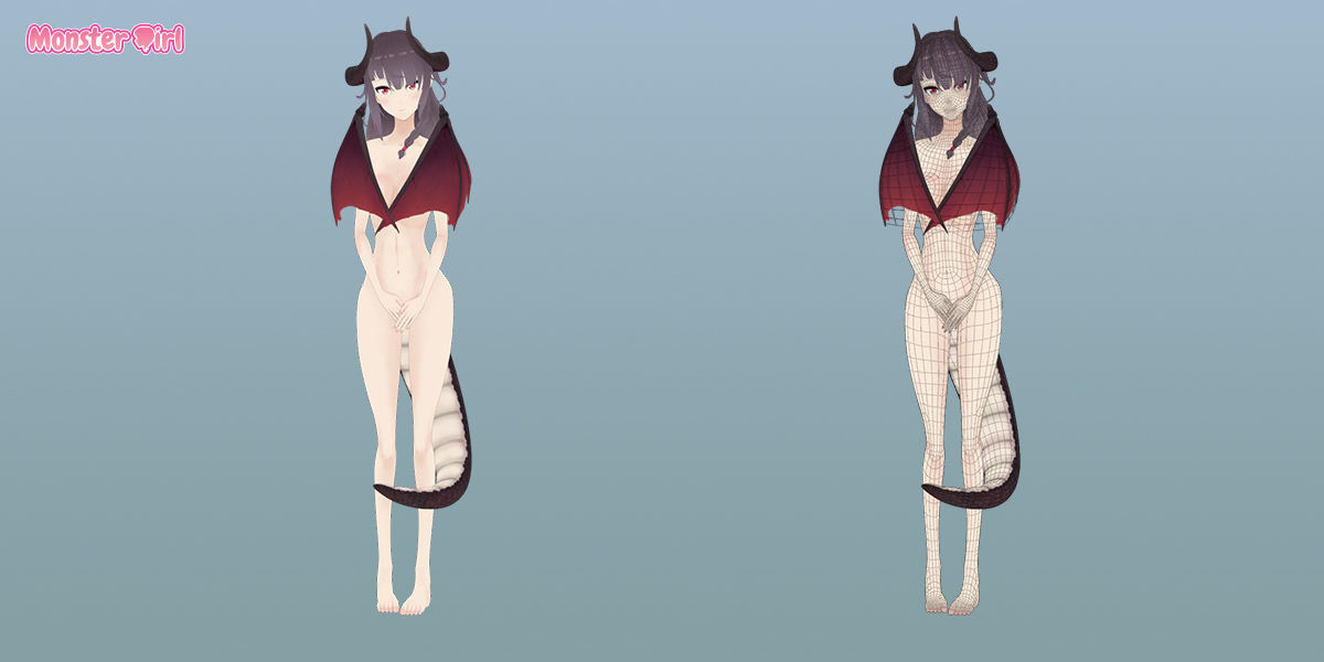 Monster Girl Dragonewt Low-poly 3D model_5