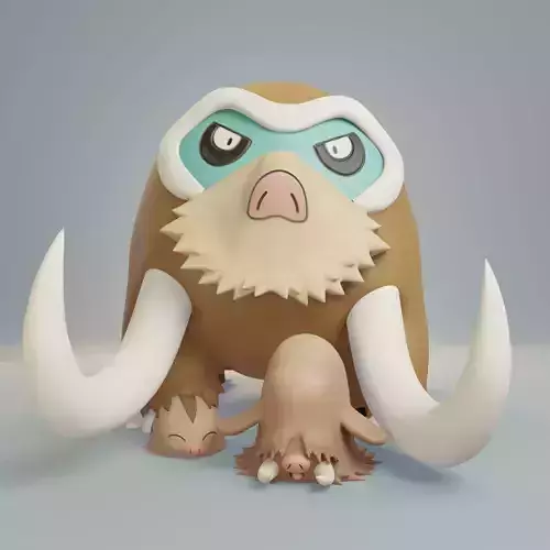 Pokemon - Swinub Piloswine and Mamoswine with 2 poses
