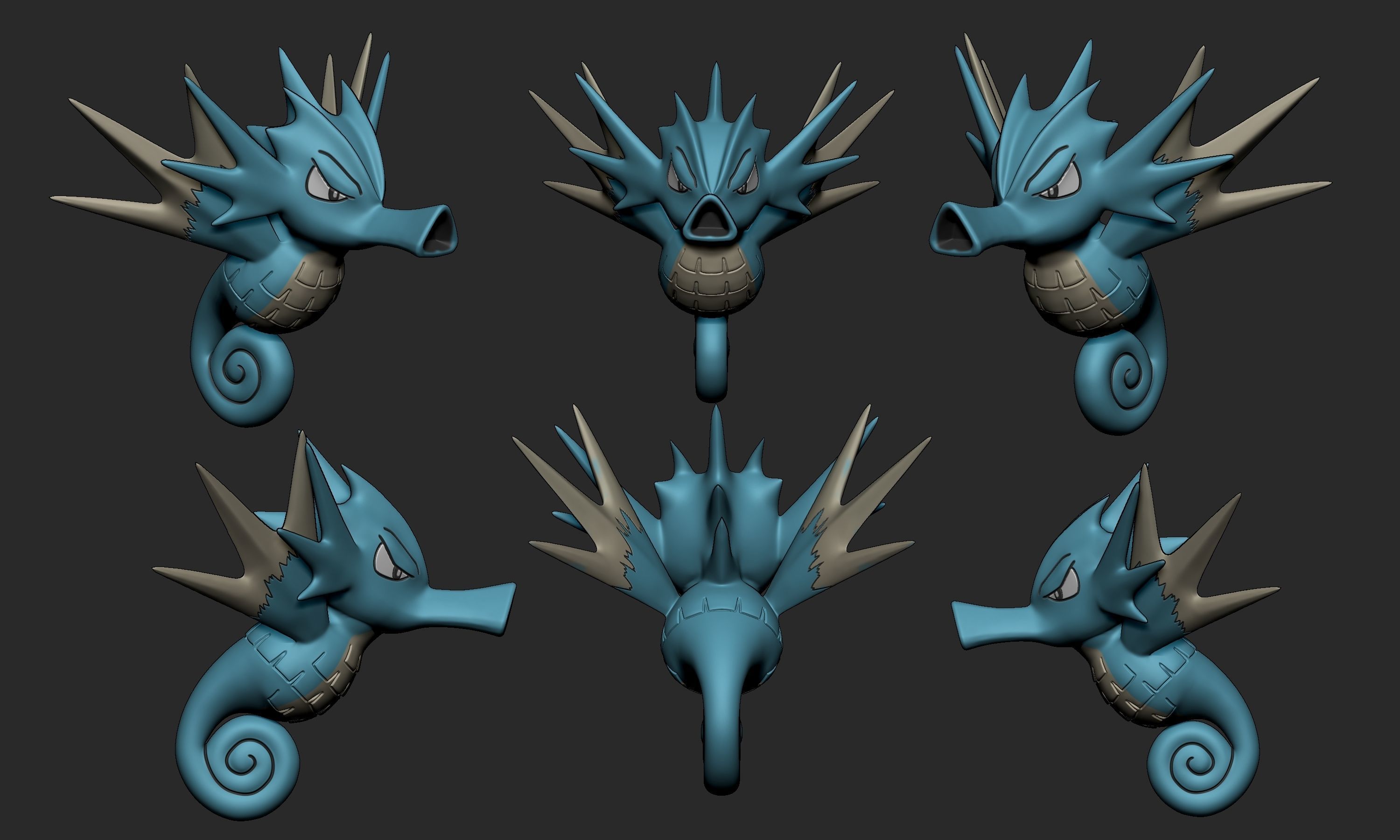 Pokemon - Seadra with 2 poses 3D print model_2