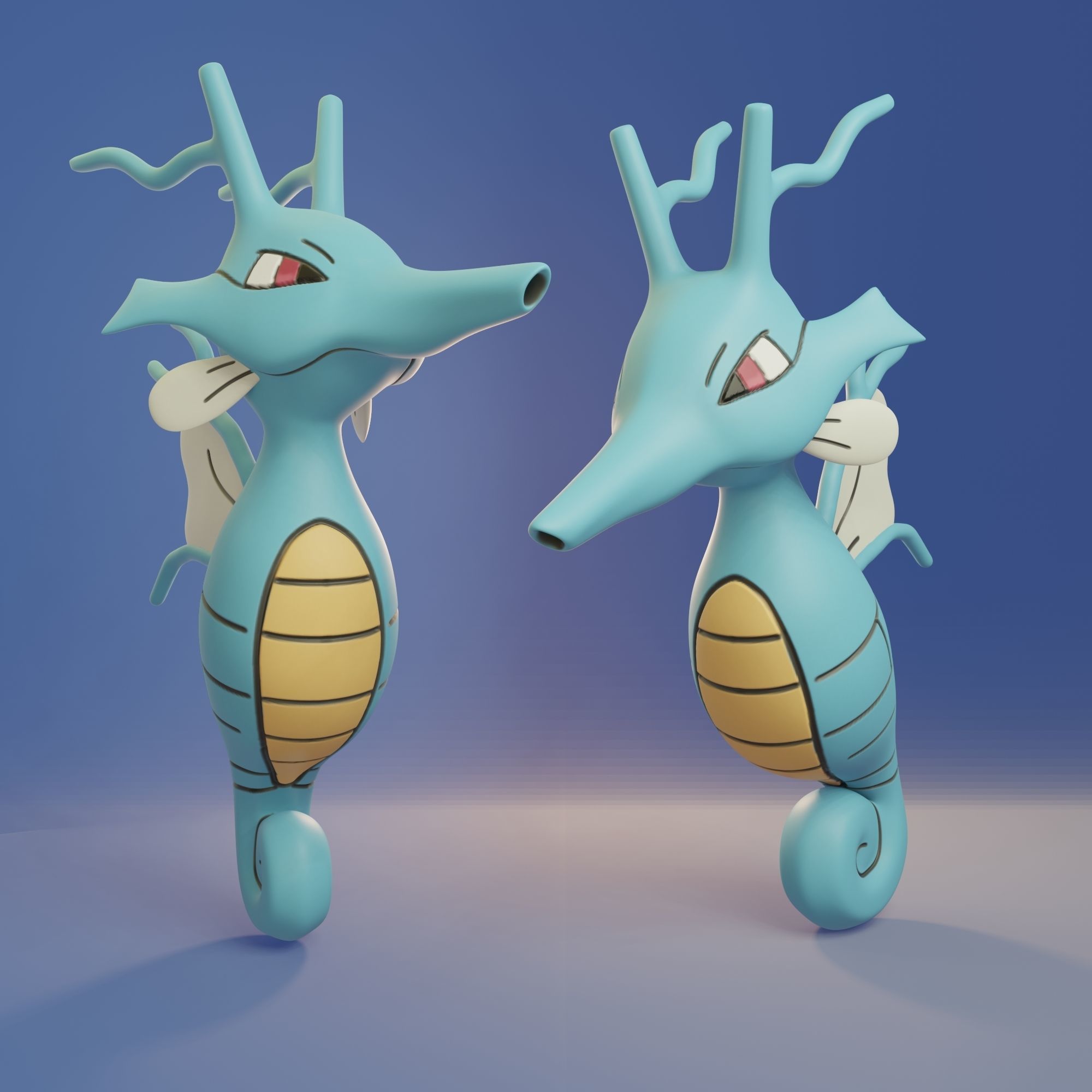 Pokemon - Horsea Seadra and Kingdra with 2 poses 3D print model_11