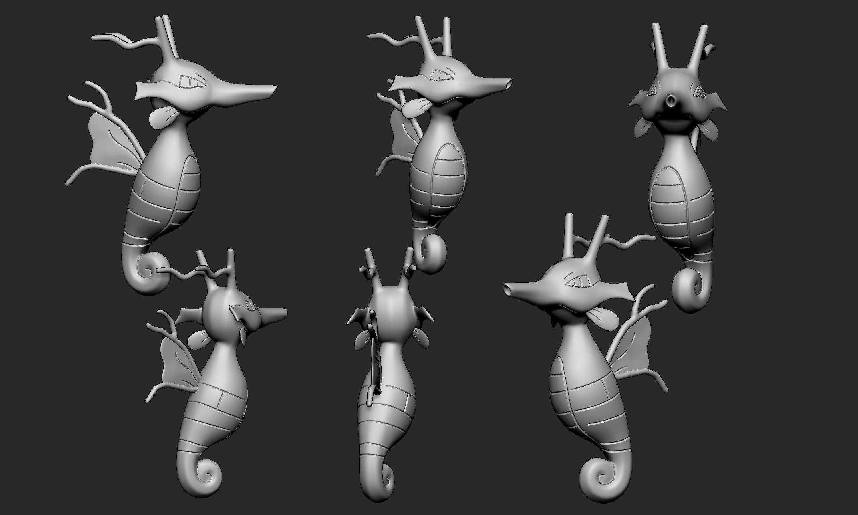 Pokemon - Horsea Seadra and Kingdra with 2 poses 3D print model_15