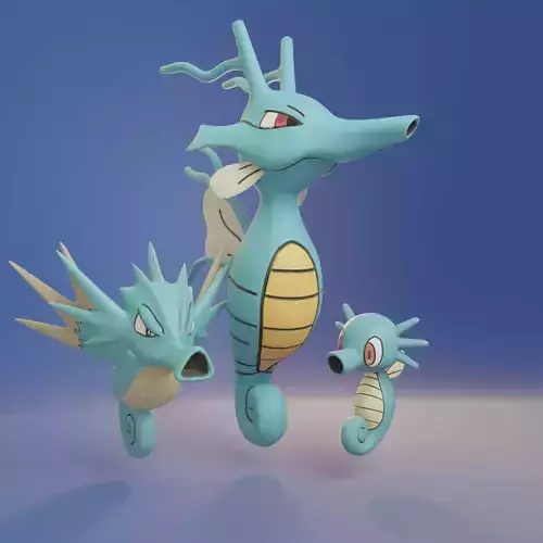 Pokemon - Horsea Seadra and Kingdra with 2 poses