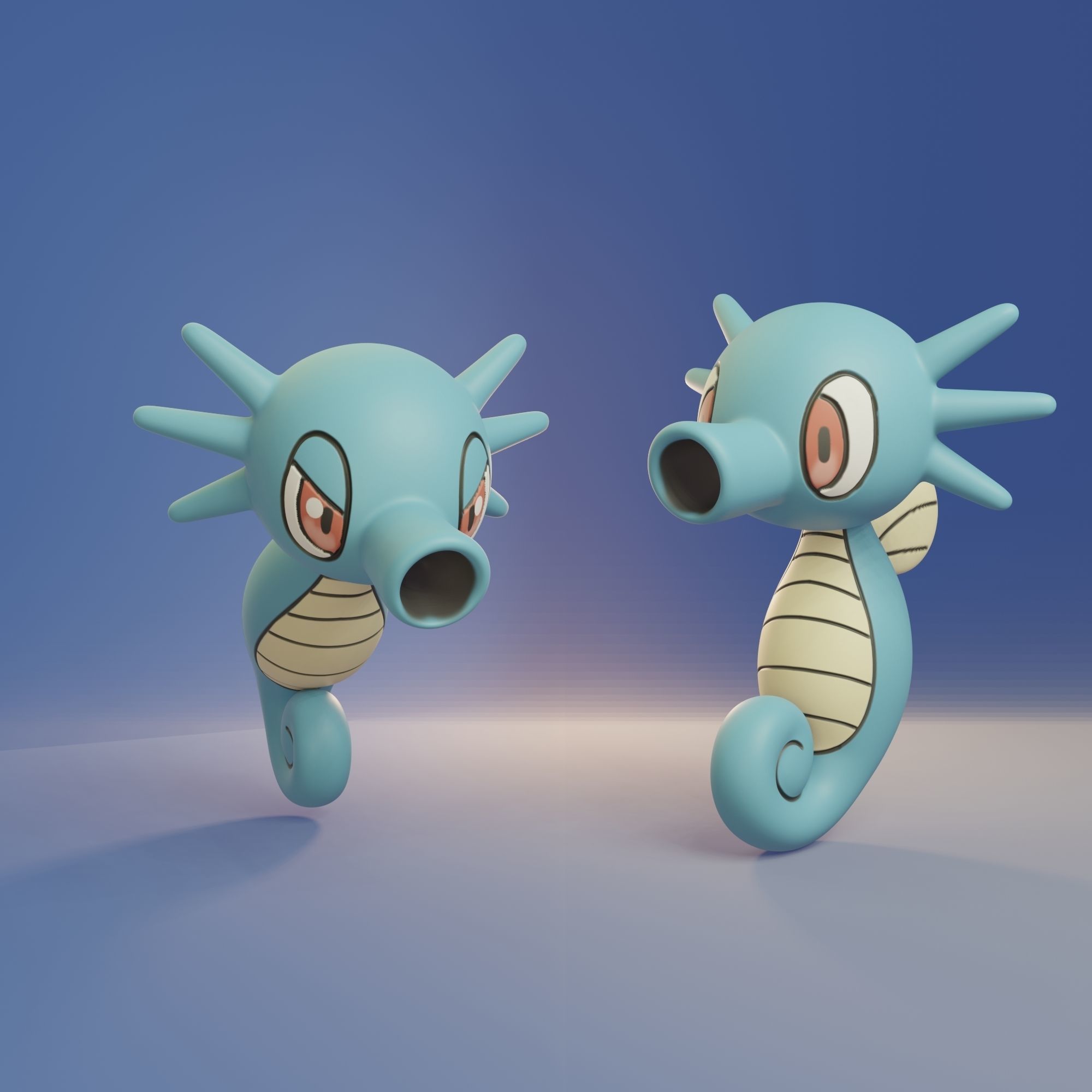 Pokemon - Horsea Seadra and Kingdra with 2 poses 3D print model_1