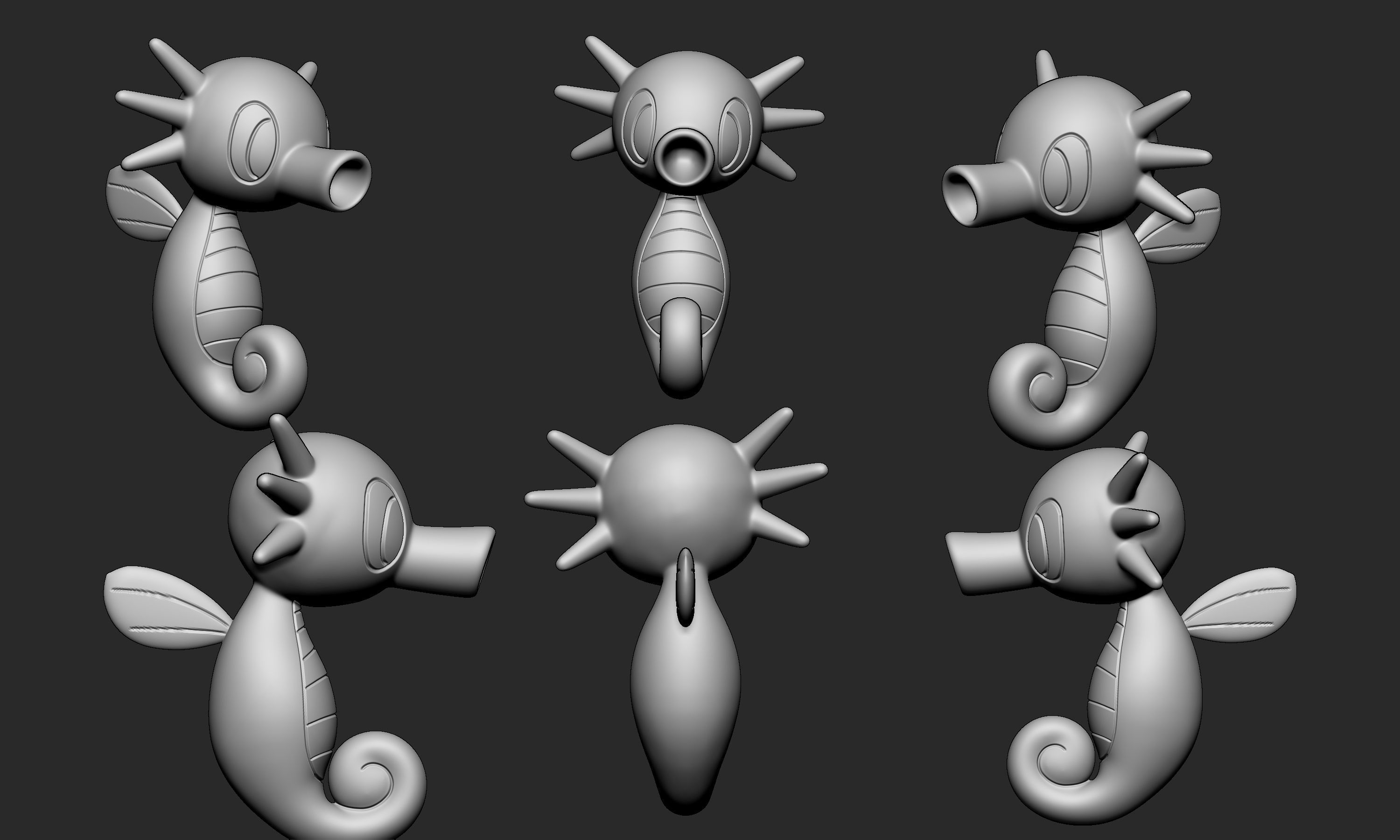 Pokemon - Horsea Seadra and Kingdra with 2 poses 3D print model_3