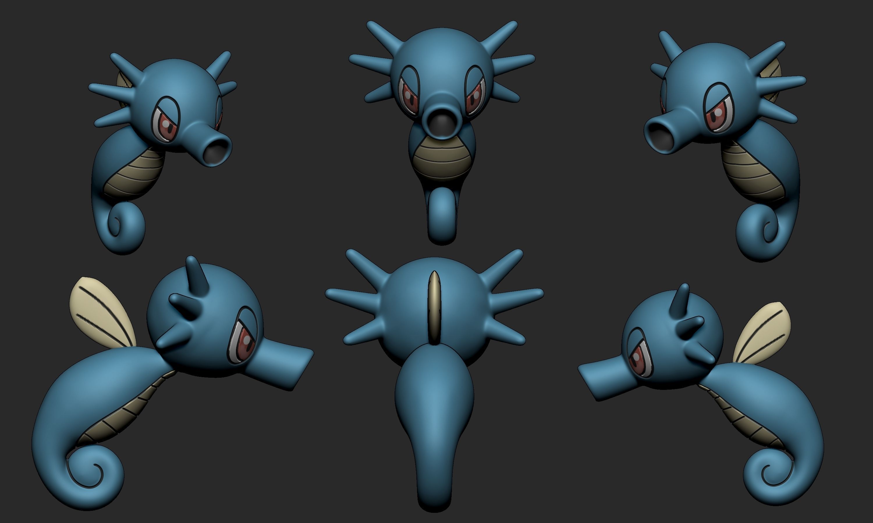 Pokemon - Horsea Seadra and Kingdra with 2 poses 3D print model_4