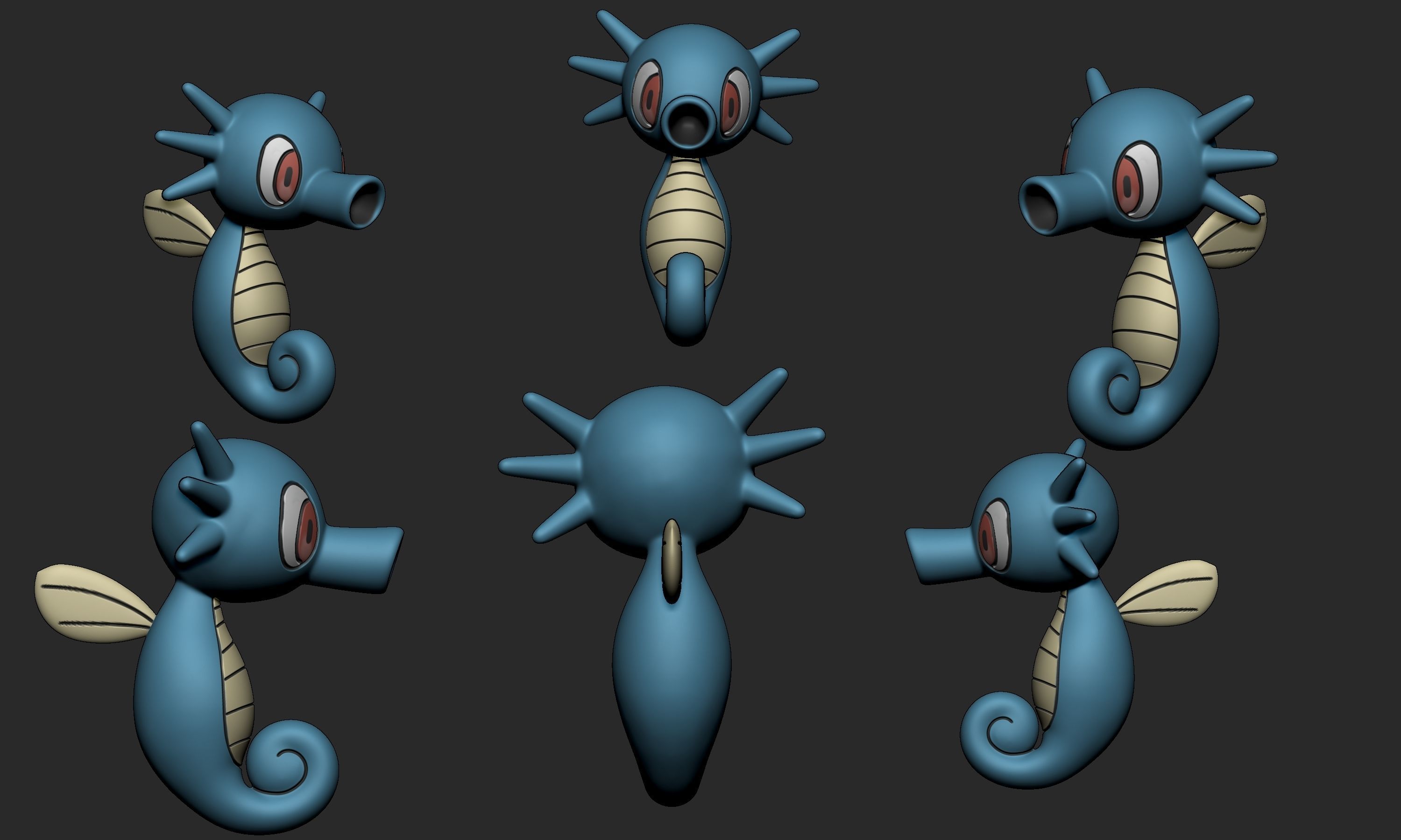 Pokemon - Horsea Seadra and Kingdra with 2 poses 3D print model_2