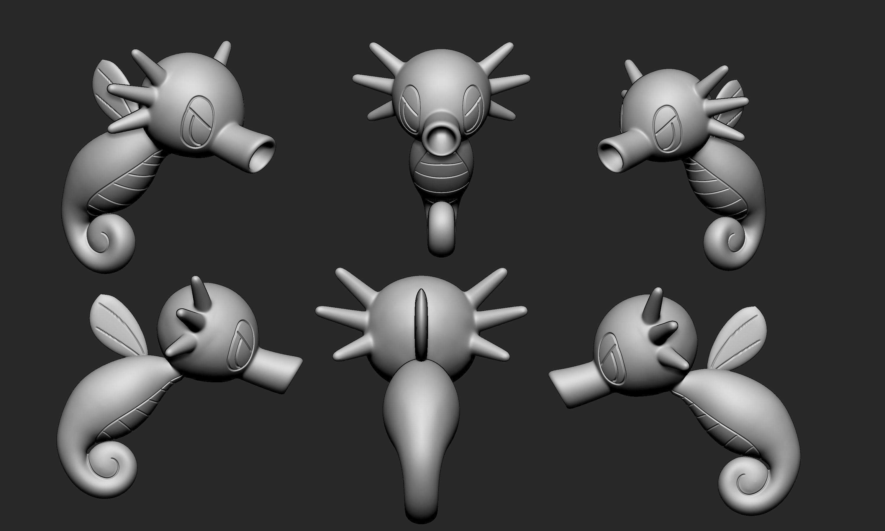 Pokemon - Horsea Seadra and Kingdra with 2 poses 3D print model_5