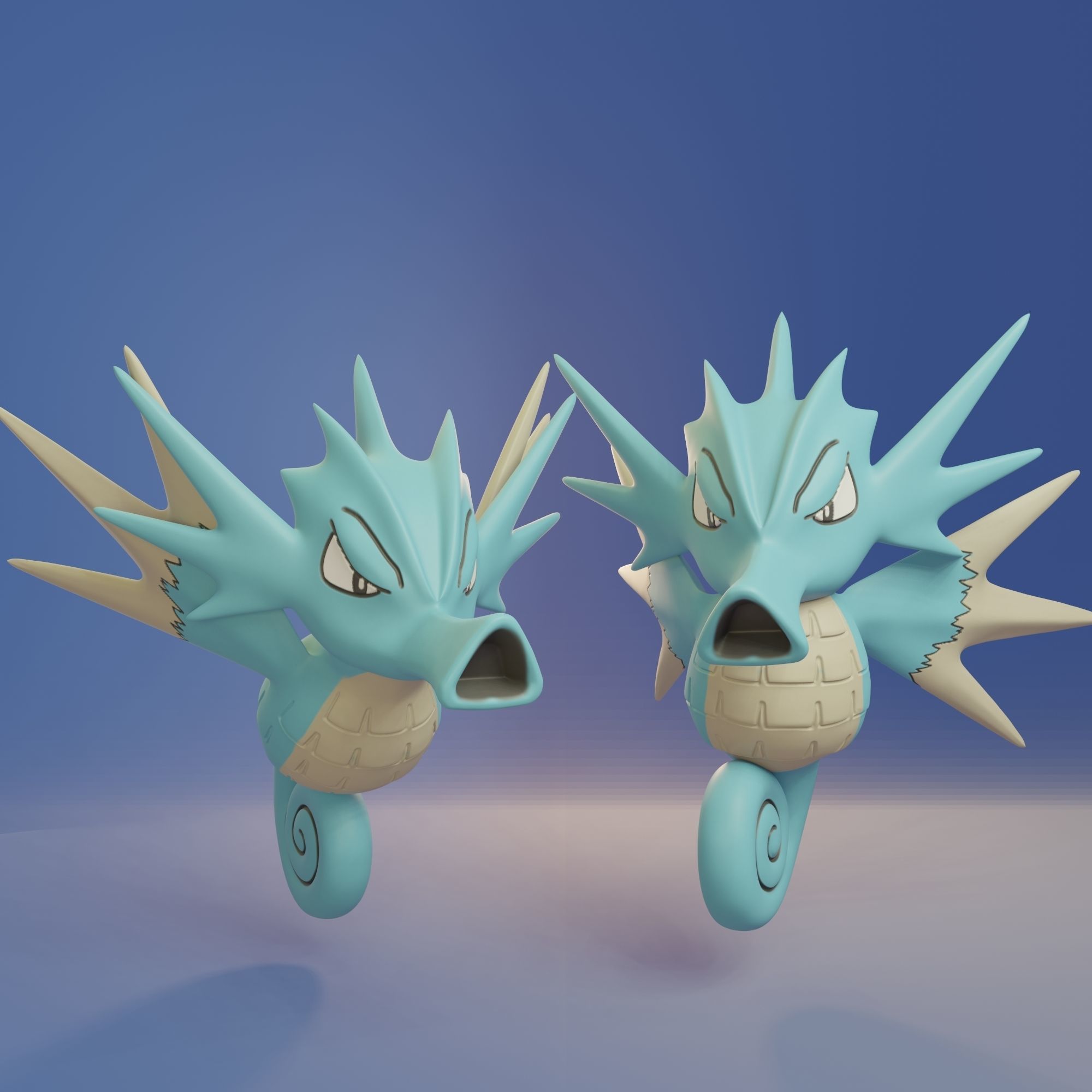Pokemon - Horsea Seadra and Kingdra with 2 poses 3D print model_6
