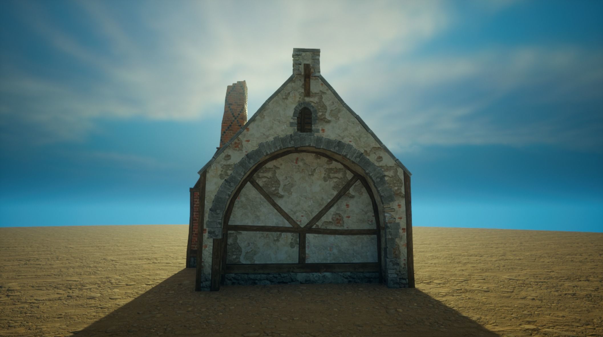 Medieval old House2-interior and exterior design Low-poly 3D model_4