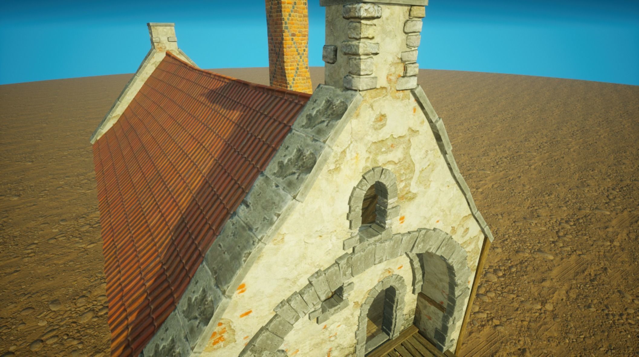 Medieval old House2-interior and exterior design Low-poly 3D model_8