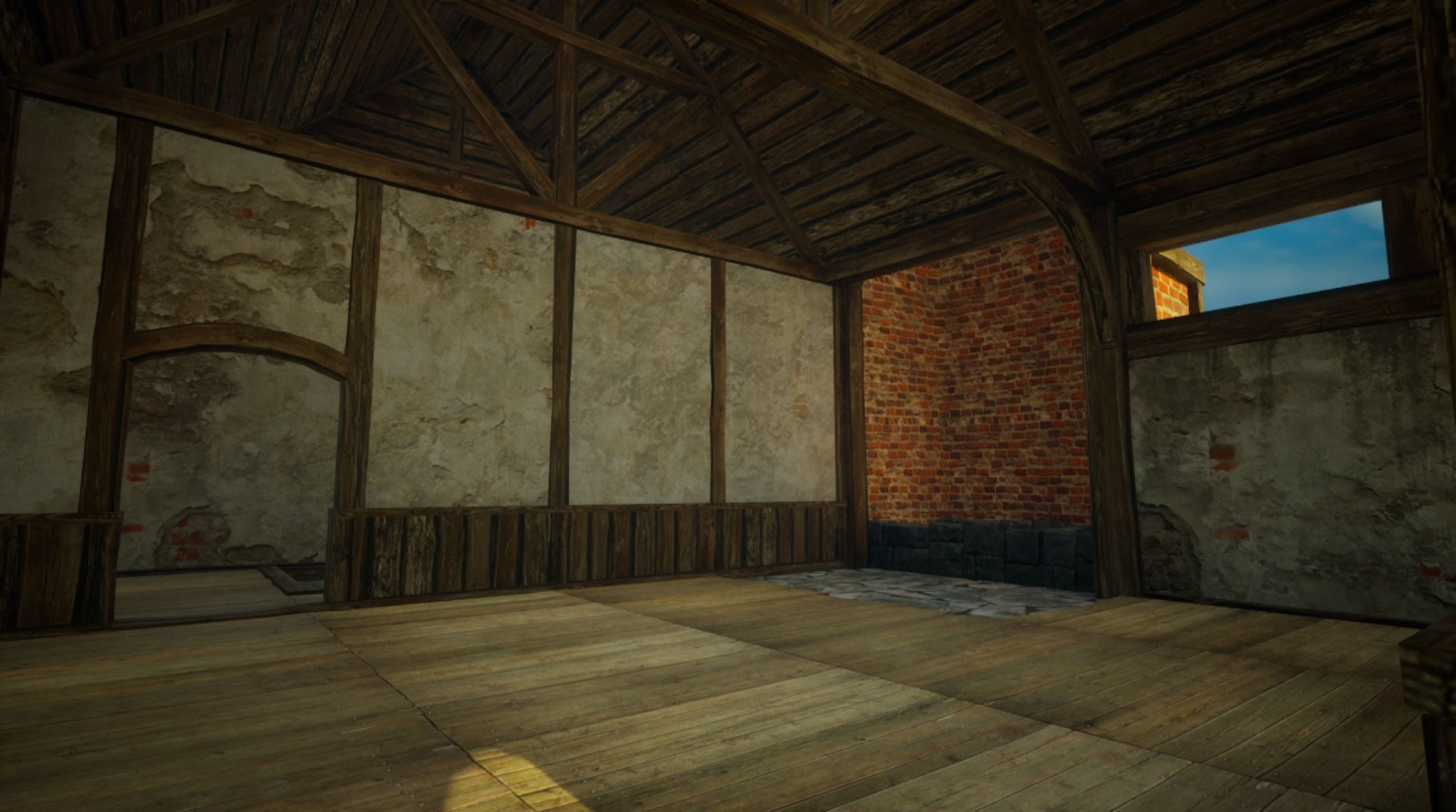 Medieval old House2-interior and exterior design Low-poly 3D model_11