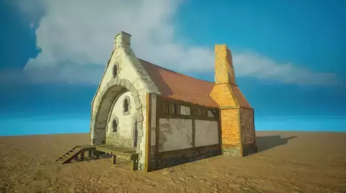 Medieval old House2-interior and exterior design Low-poly 3D model