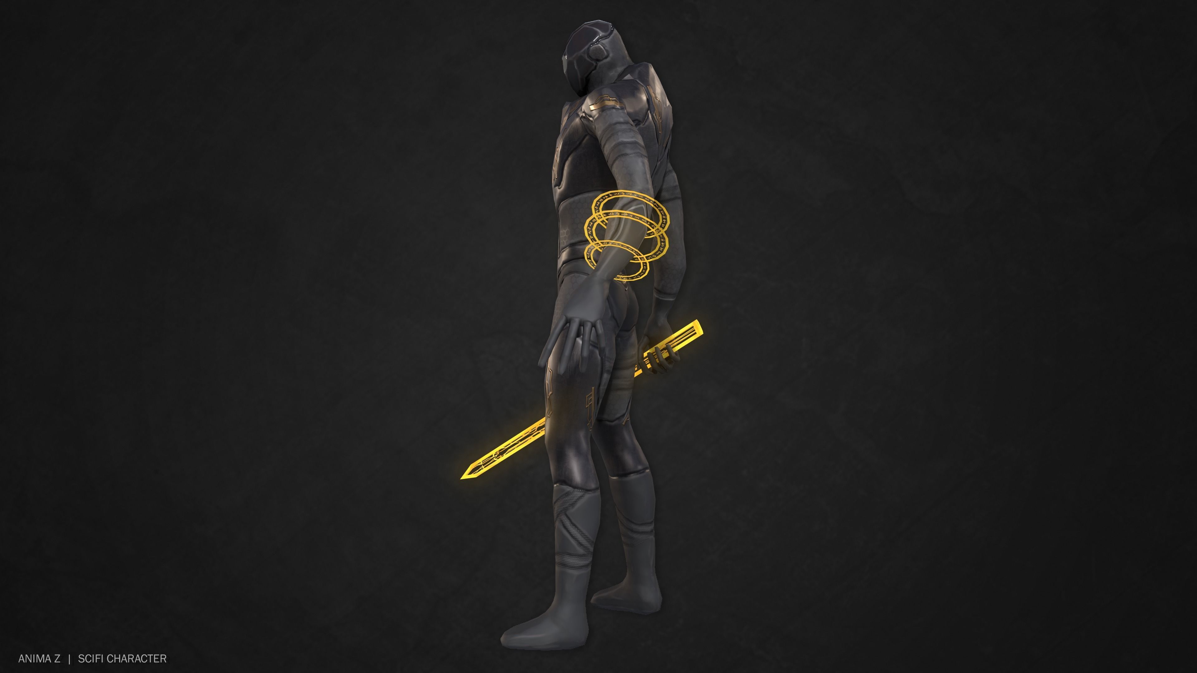 Sci fi character Low-poly 3D model_1