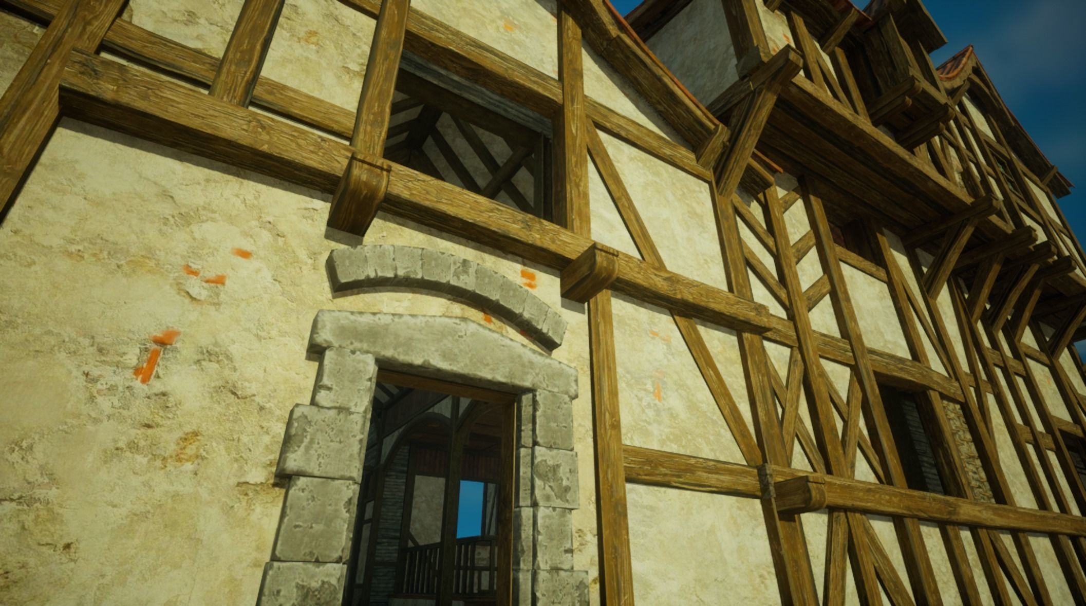 Medieval old House3-interior and exterior design Low-poly 3D model_10