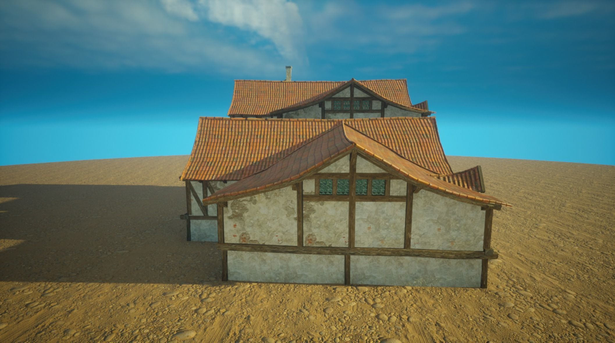 Medieval old House3-interior and exterior design Low-poly 3D model_6