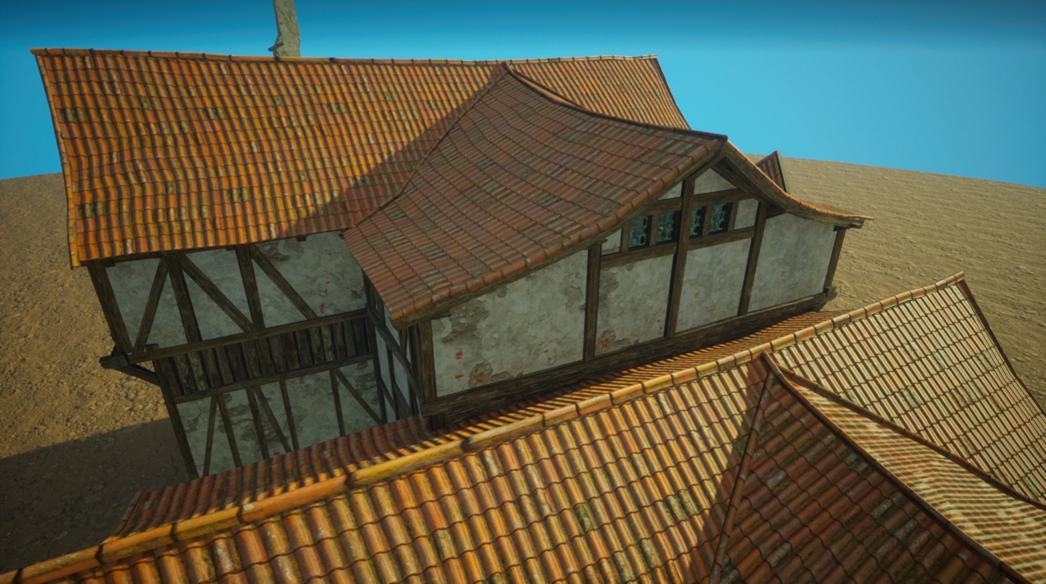 Medieval old House3-interior and exterior design Low-poly 3D model_9