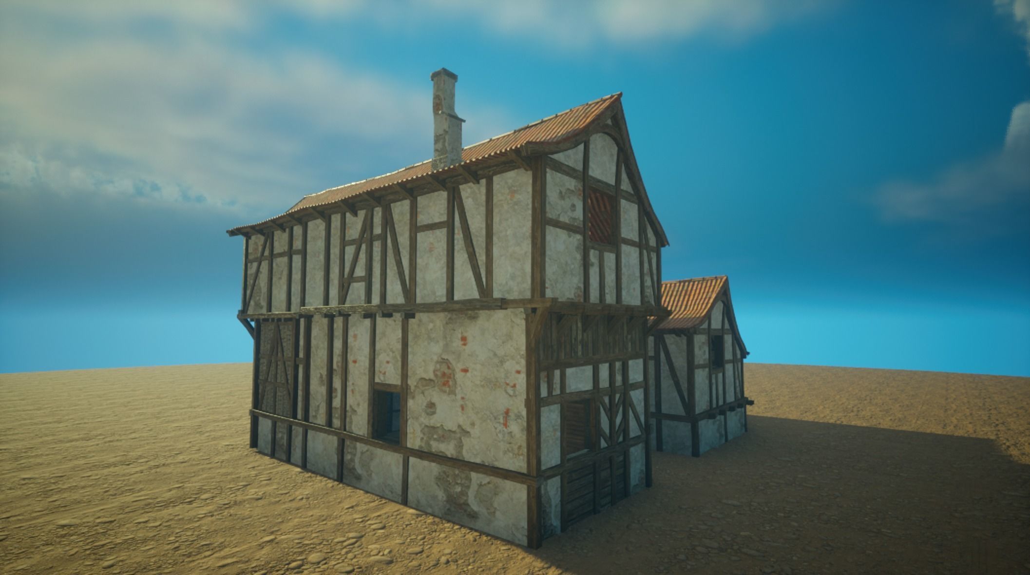 Medieval old House3-interior and exterior design Low-poly 3D model_3