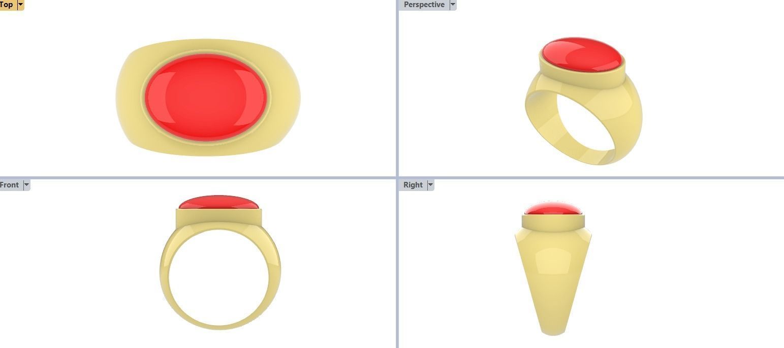 Beautiful Simple silver ring with cab gemstone Ring 3D print model_1