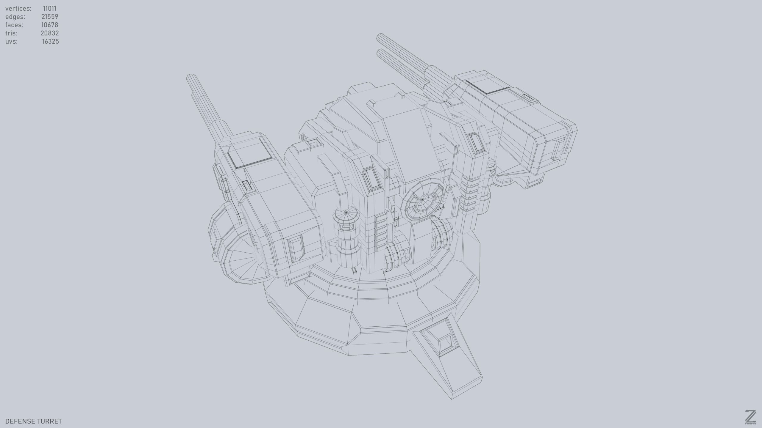Defense turret Low-poly 3D model_11