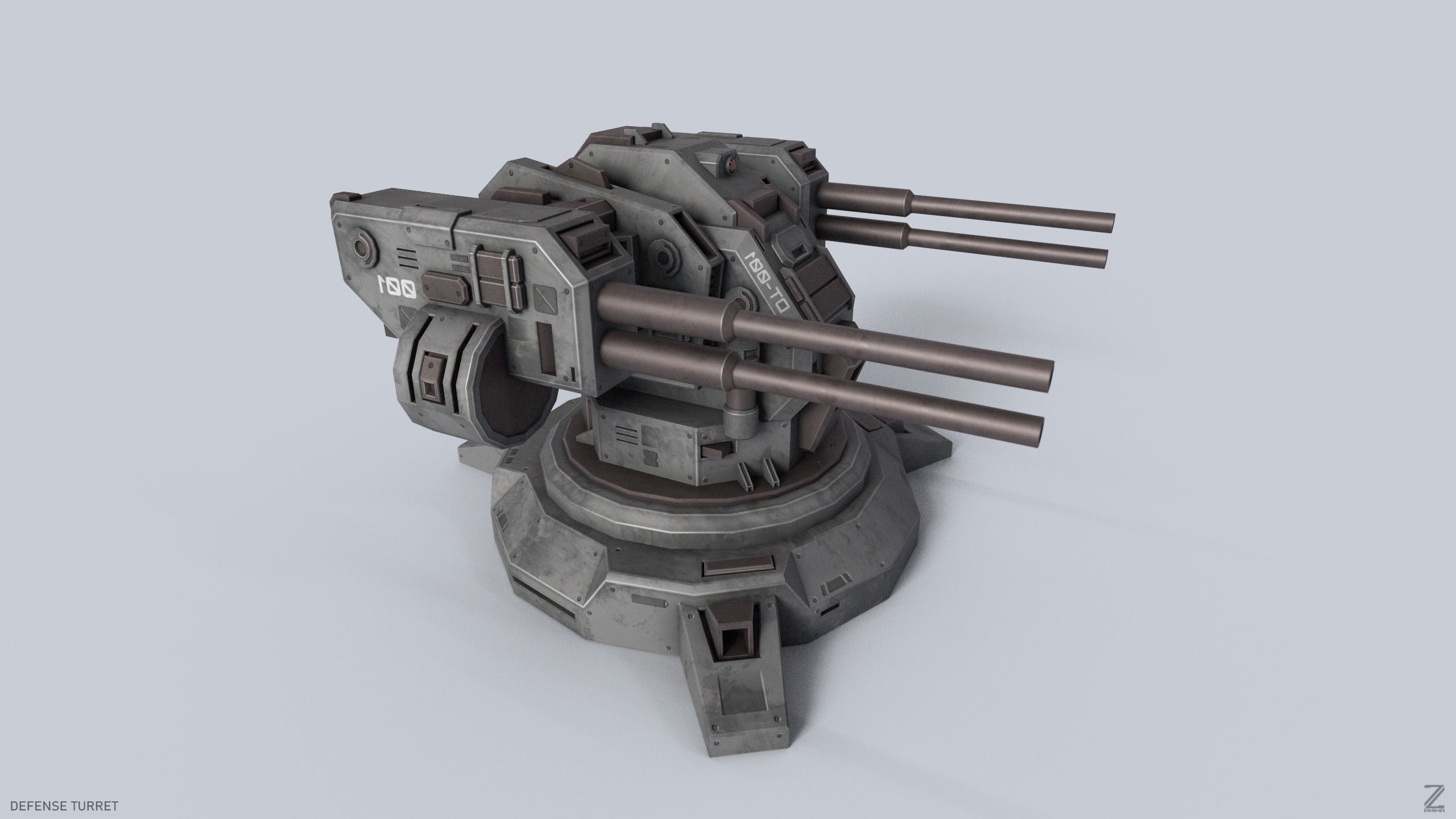 Defense turret Low-poly 3D model_6