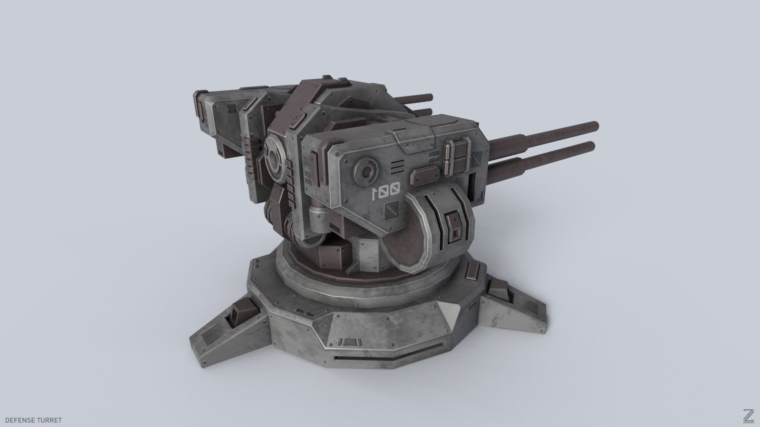 Defense turret Low-poly 3D model_5