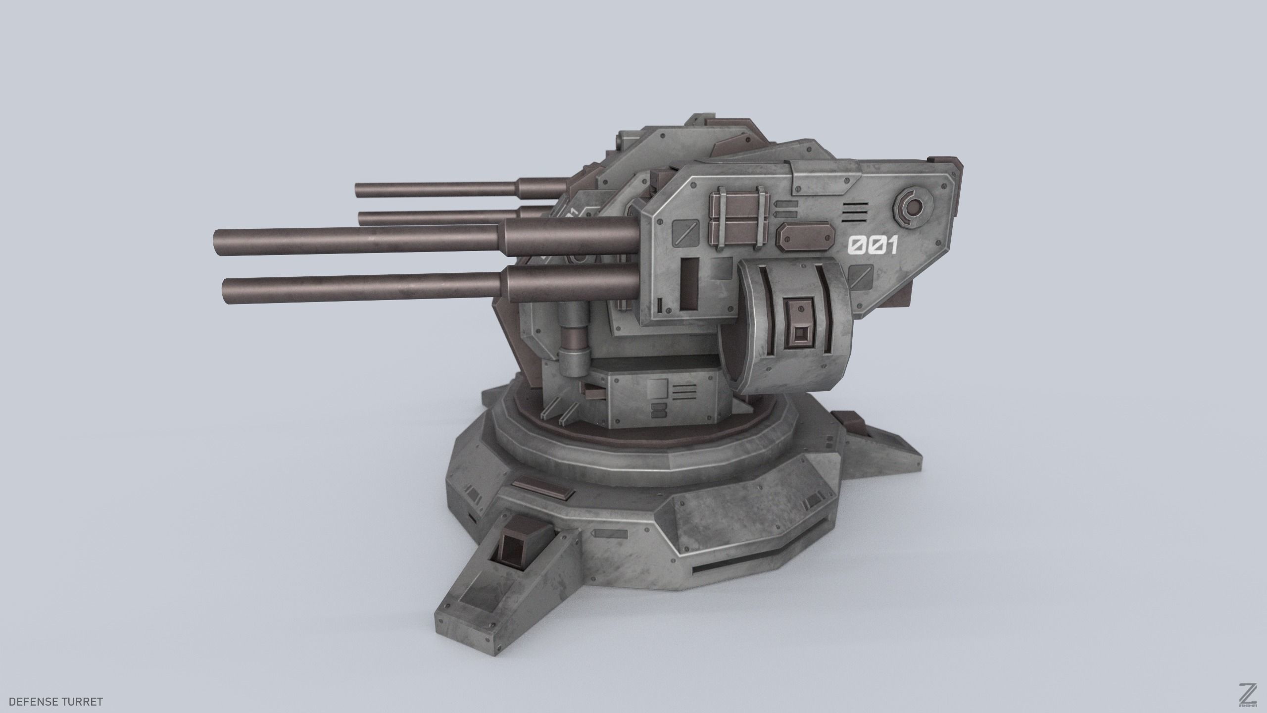 Defense turret Low-poly 3D model_1
