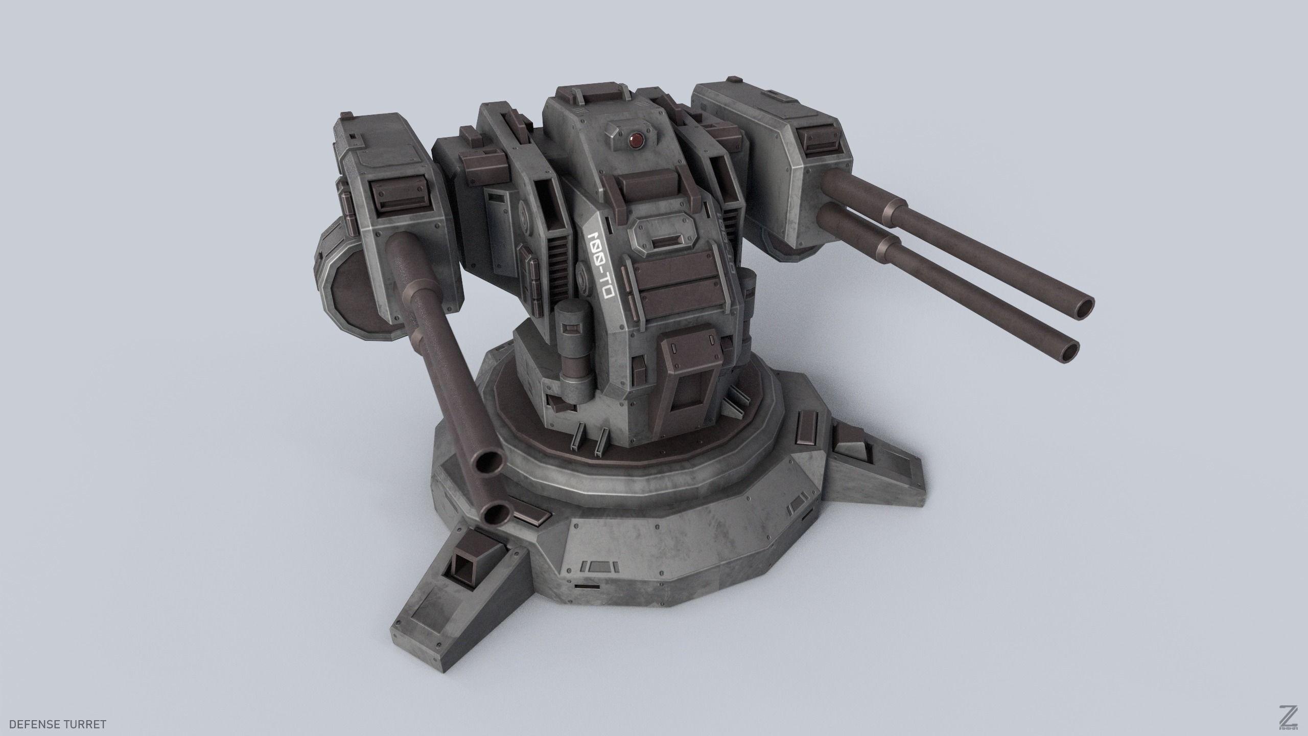 Defense turret Low-poly 3D model_7