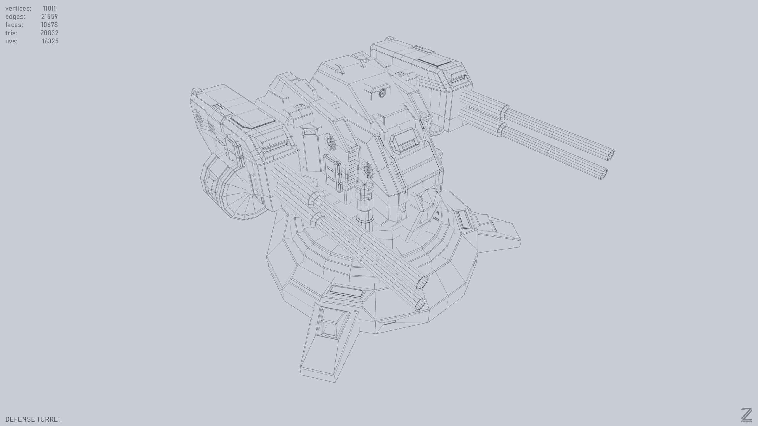 Defense turret Low-poly 3D model_14