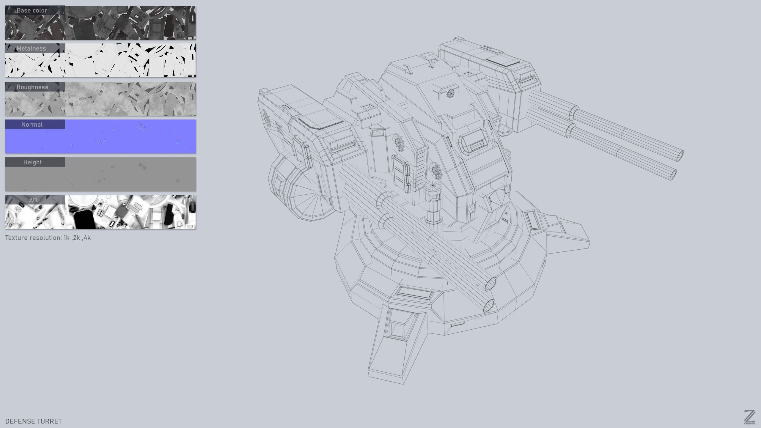Defense turret Low-poly 3D model_2