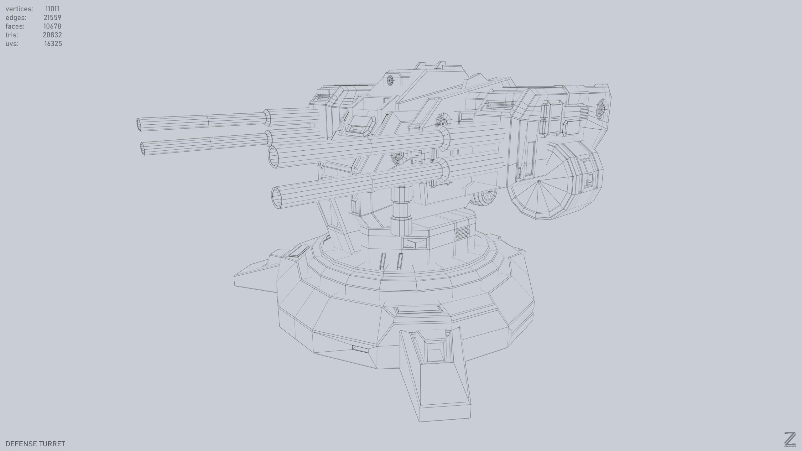 Defense turret Low-poly 3D model_8