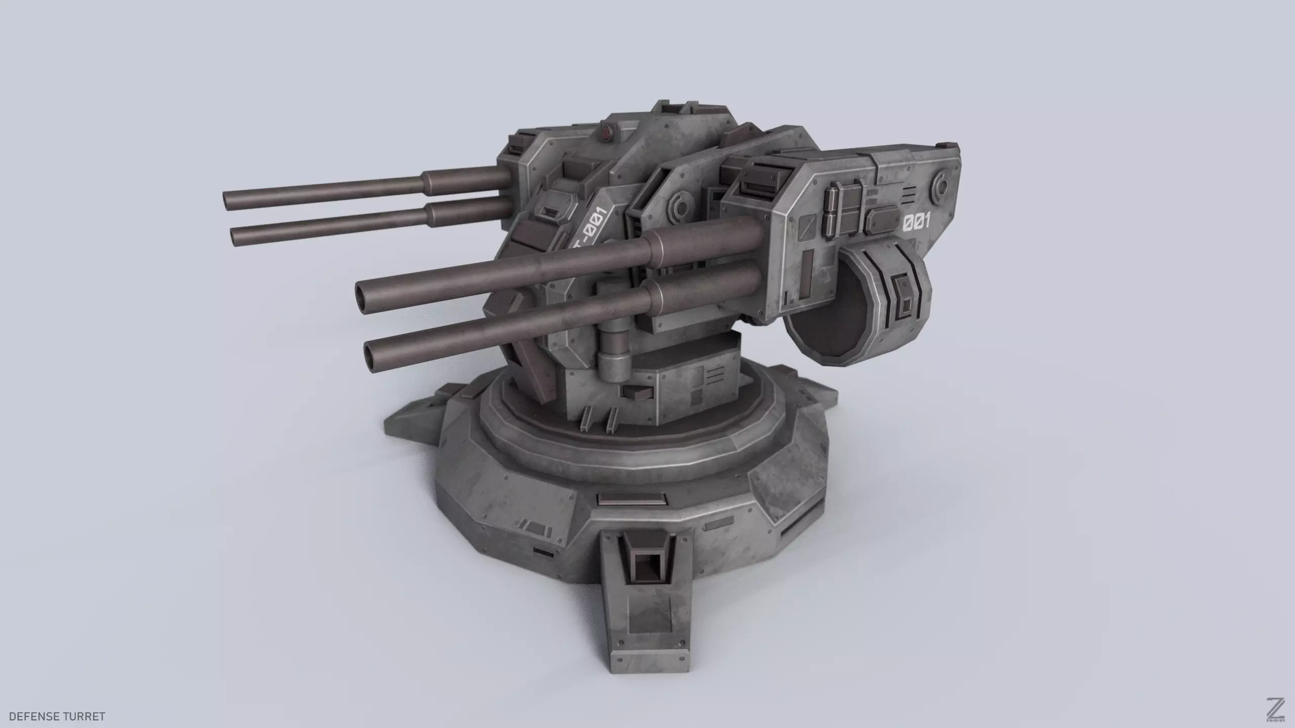 Defense turret Low-poly 3D model_0