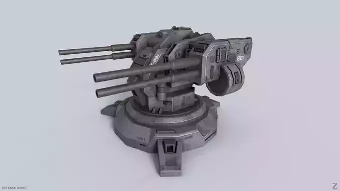 Defense turret Low-poly 3D model