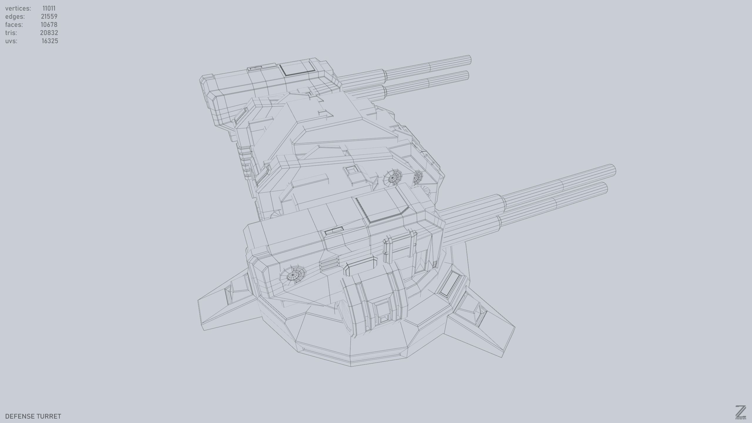 Defense turret Low-poly 3D model_13