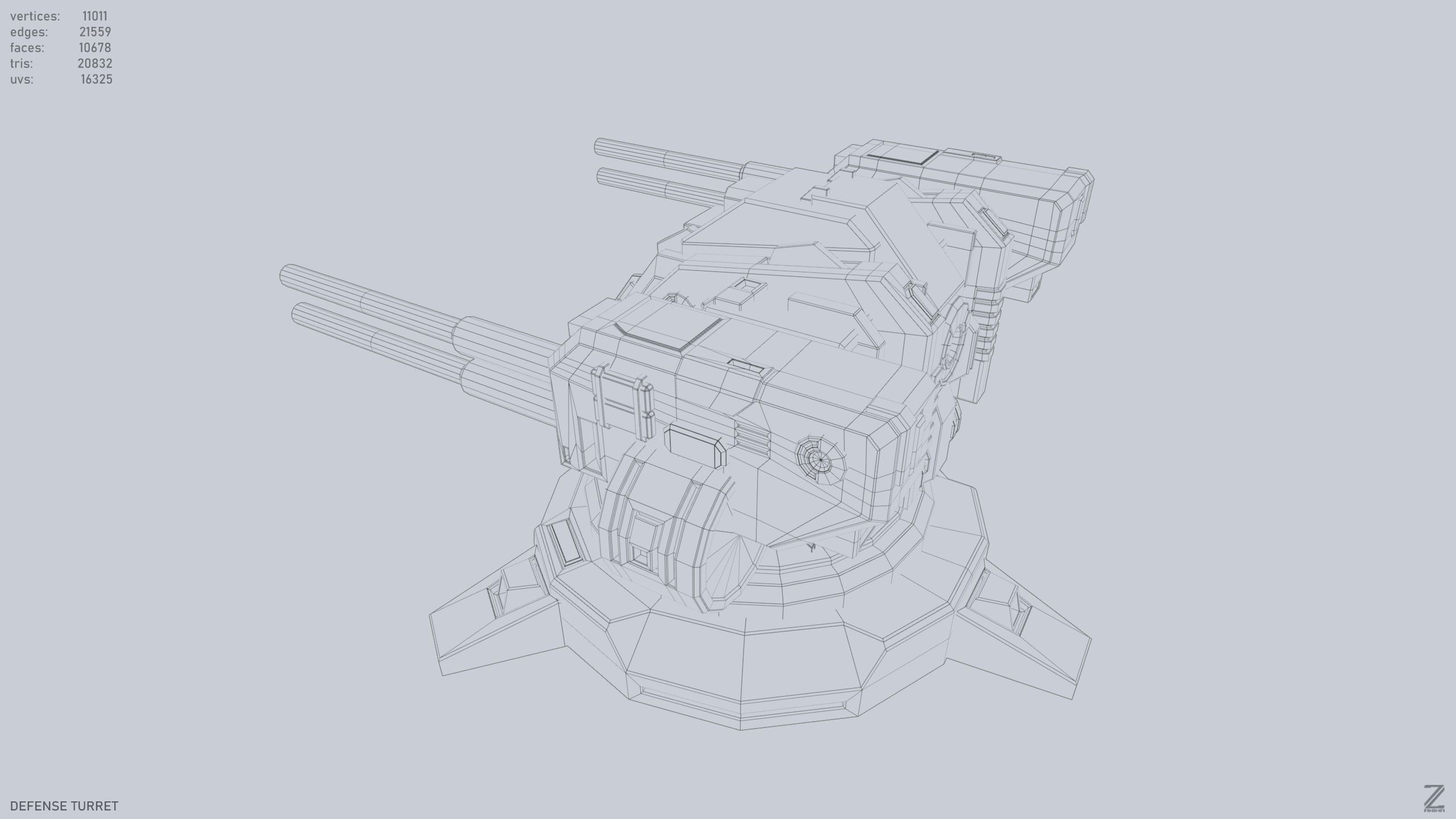 Defense turret Low-poly 3D model_10