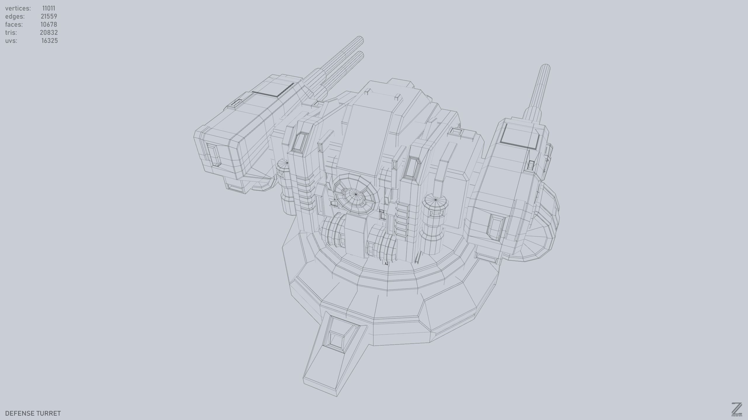 Defense turret Low-poly 3D model_12