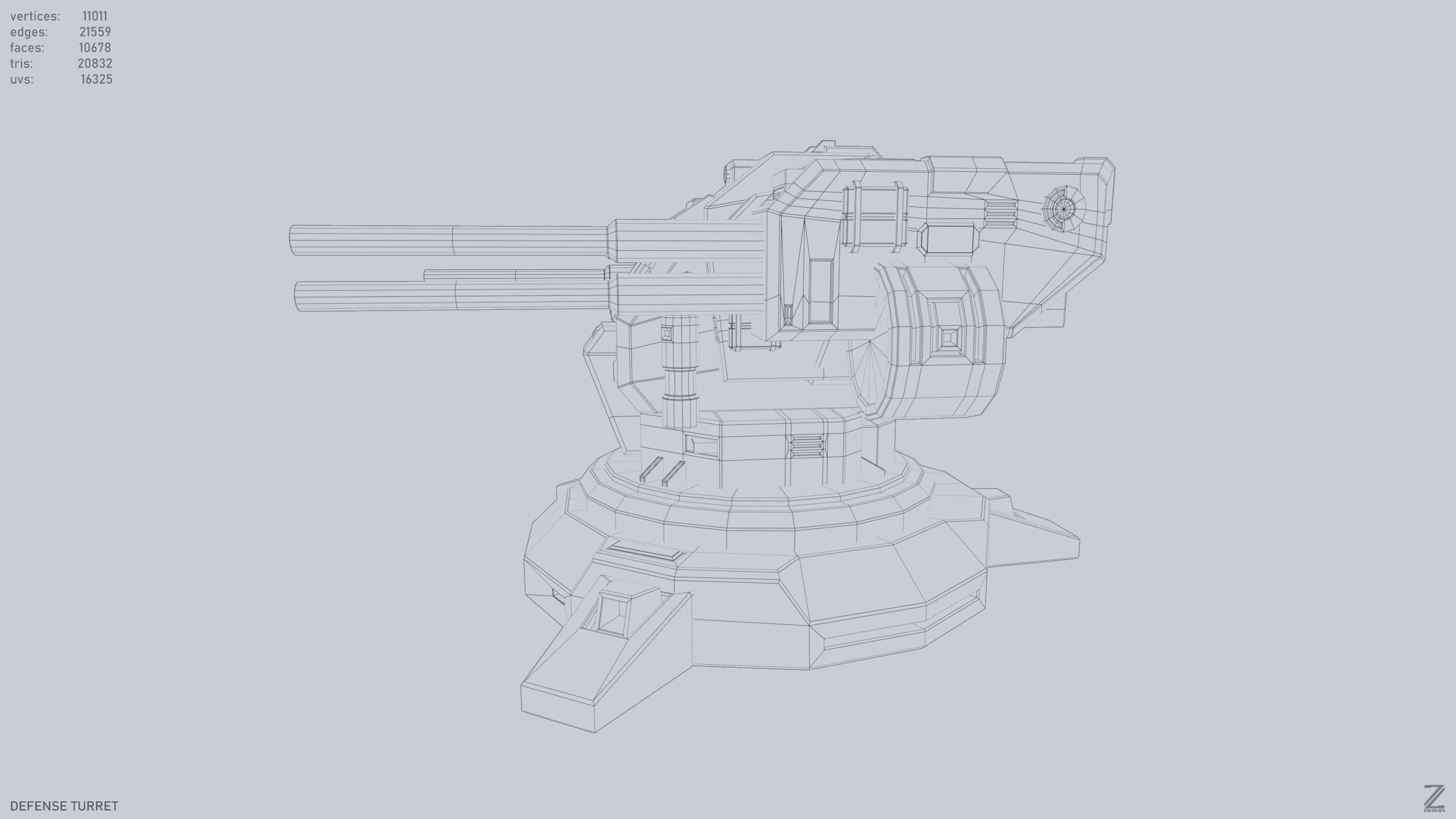 Defense turret Low-poly 3D model_9