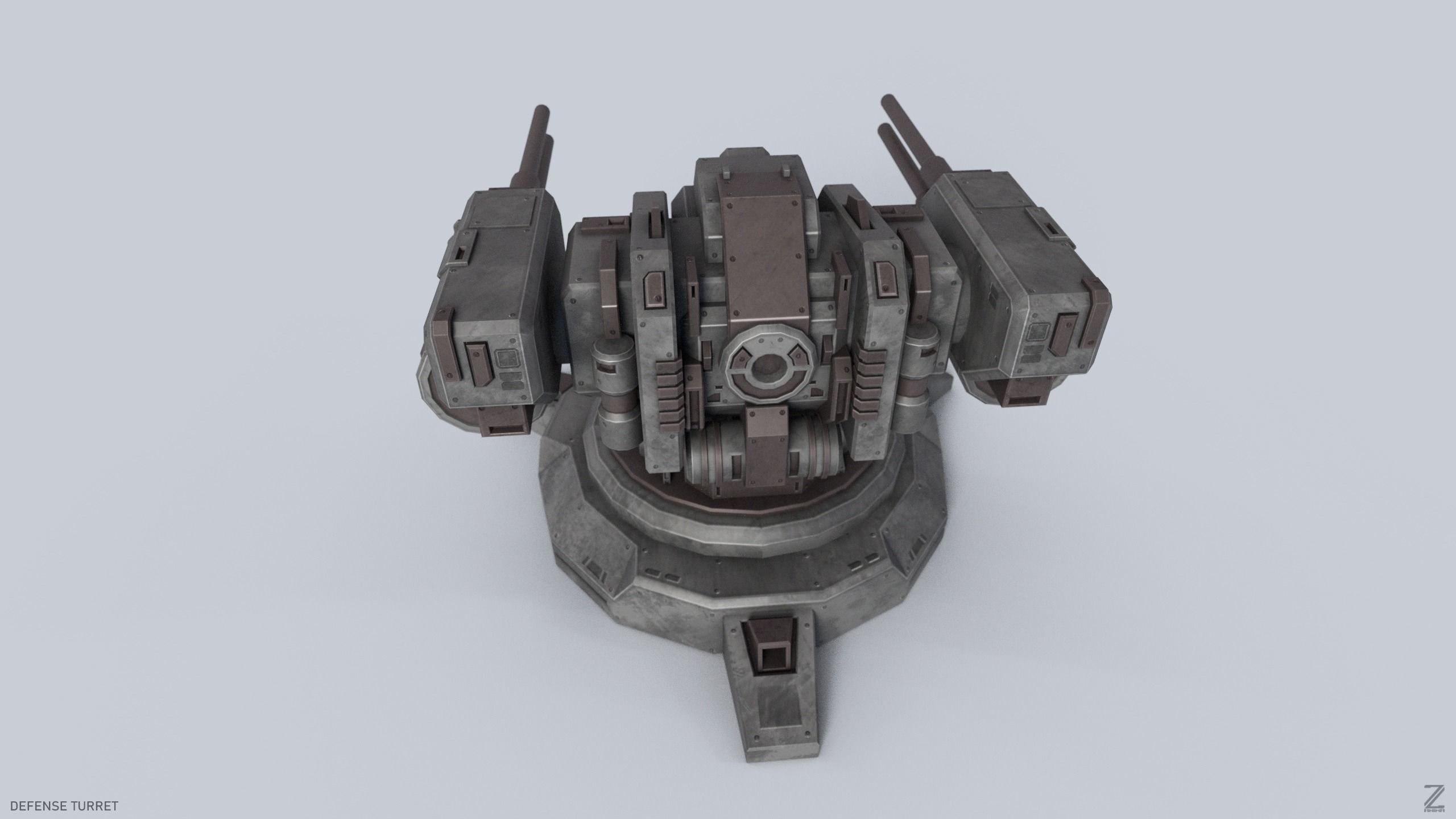 Defense turret Low-poly 3D model_4