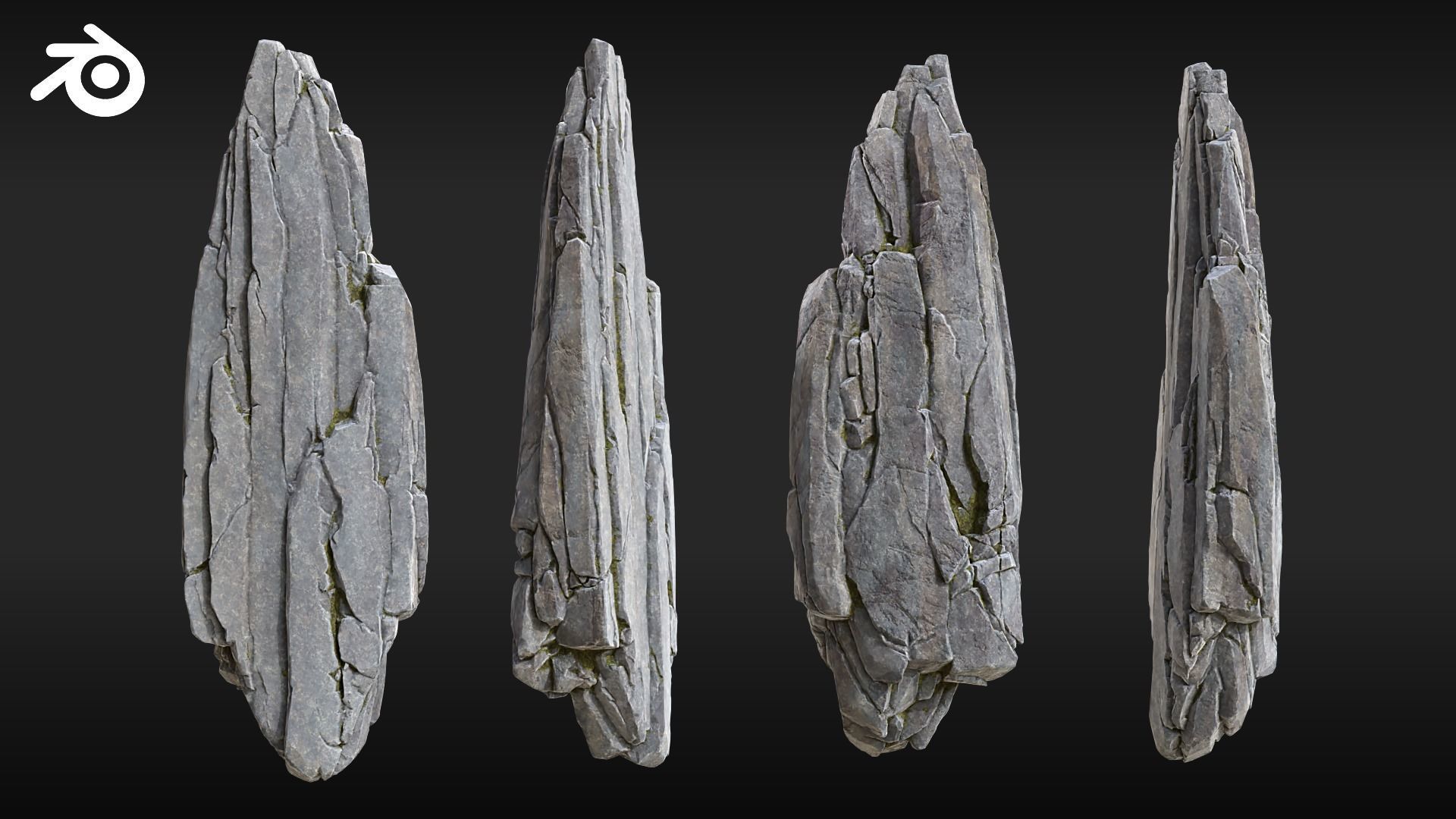 Realistic Looking Modular Cliffs and Rocks BLENDER Low-poly 3D model_5