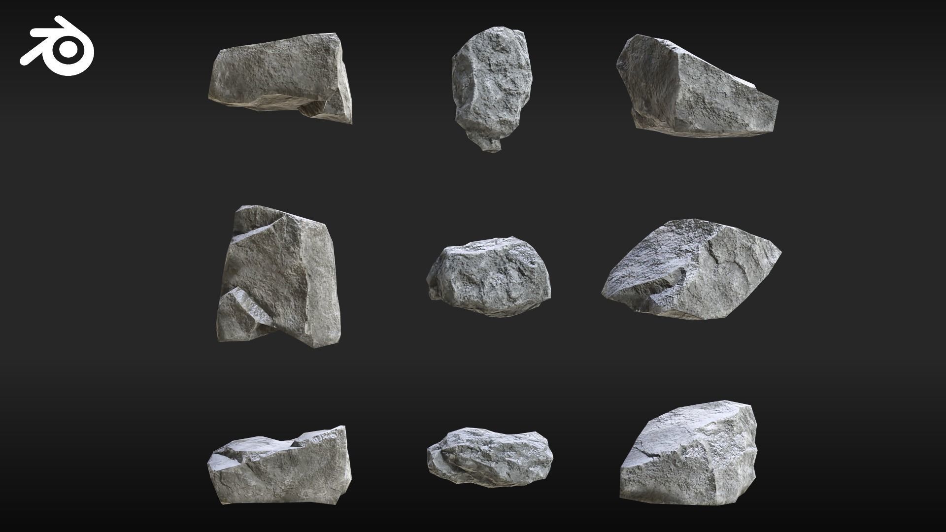 Realistic Looking Modular Cliffs and Rocks BLENDER Low-poly 3D model_10