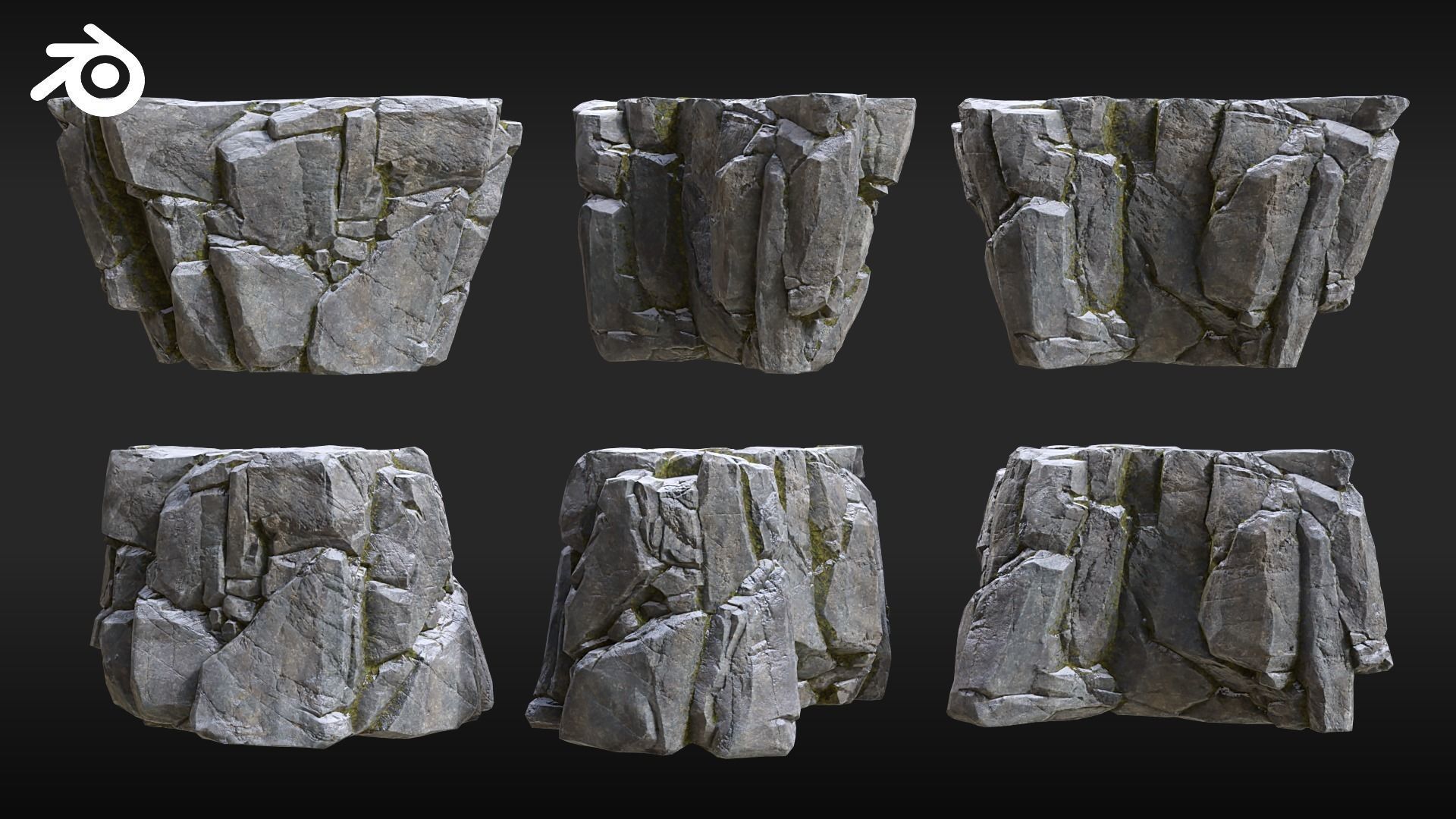 Realistic Looking Modular Cliffs and Rocks BLENDER Low-poly 3D model_6