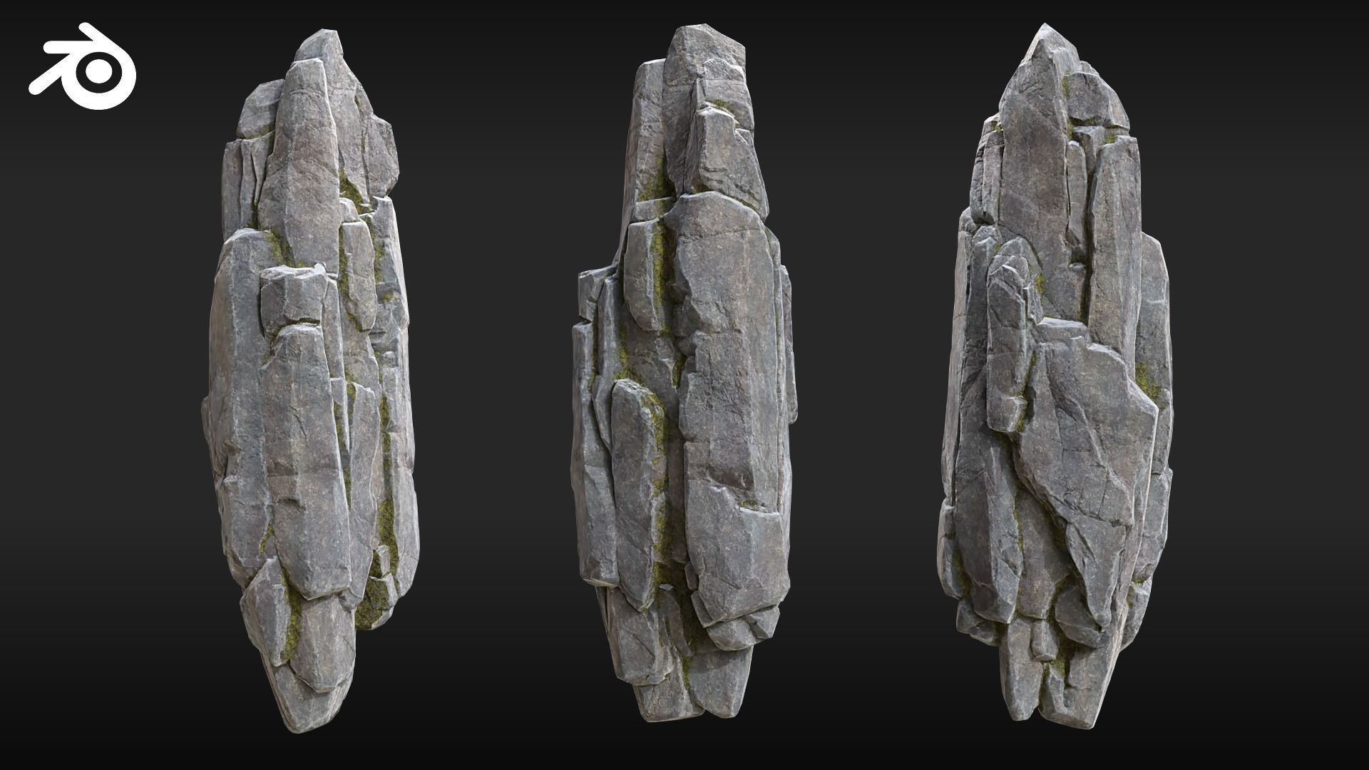 Realistic Looking Modular Cliffs and Rocks BLENDER Low-poly 3D model_2