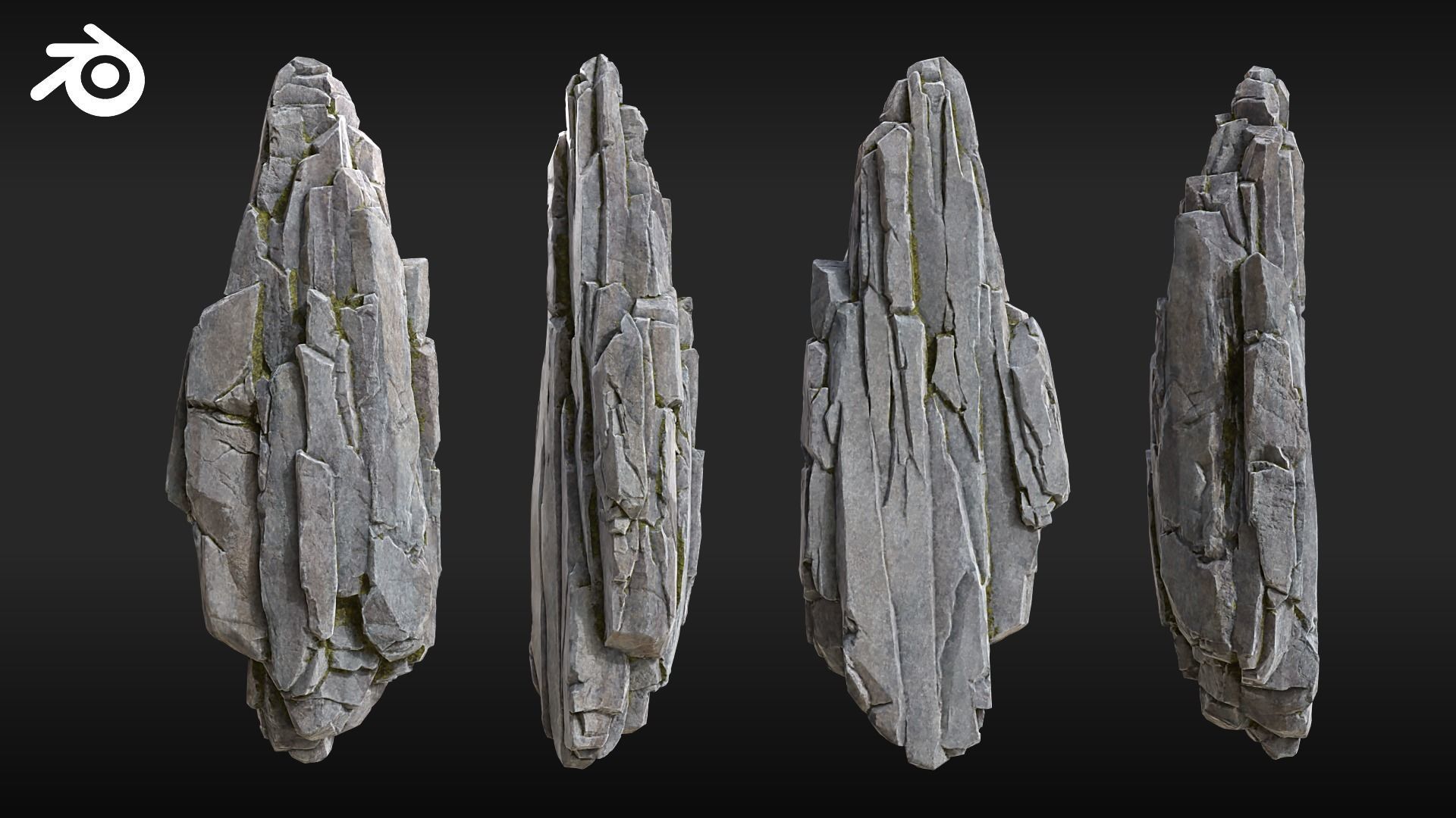 Realistic Looking Modular Cliffs and Rocks BLENDER Low-poly 3D model_4